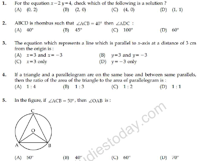 Cbse Class 9 Mathematics Sample Paper Set S